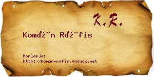 Komán Ráfis névjegykártya